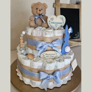 Couches cake bleu doux