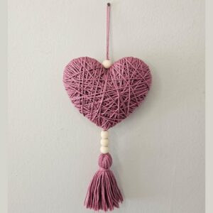 Accroche coeur rose ancien